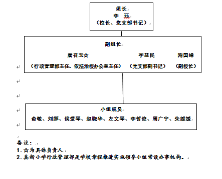 真新小學學校章程推進實施領導小組組織機構架構圖